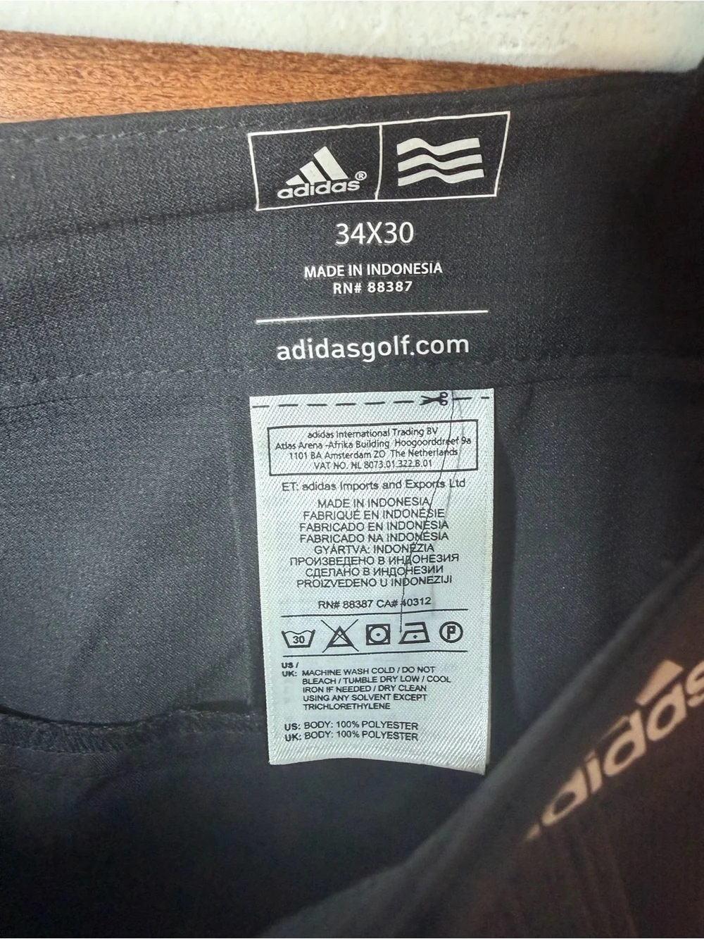 adidas Black Men's Dress Golf Pants - Classic Straight Fit Size 34 x 30 🖤